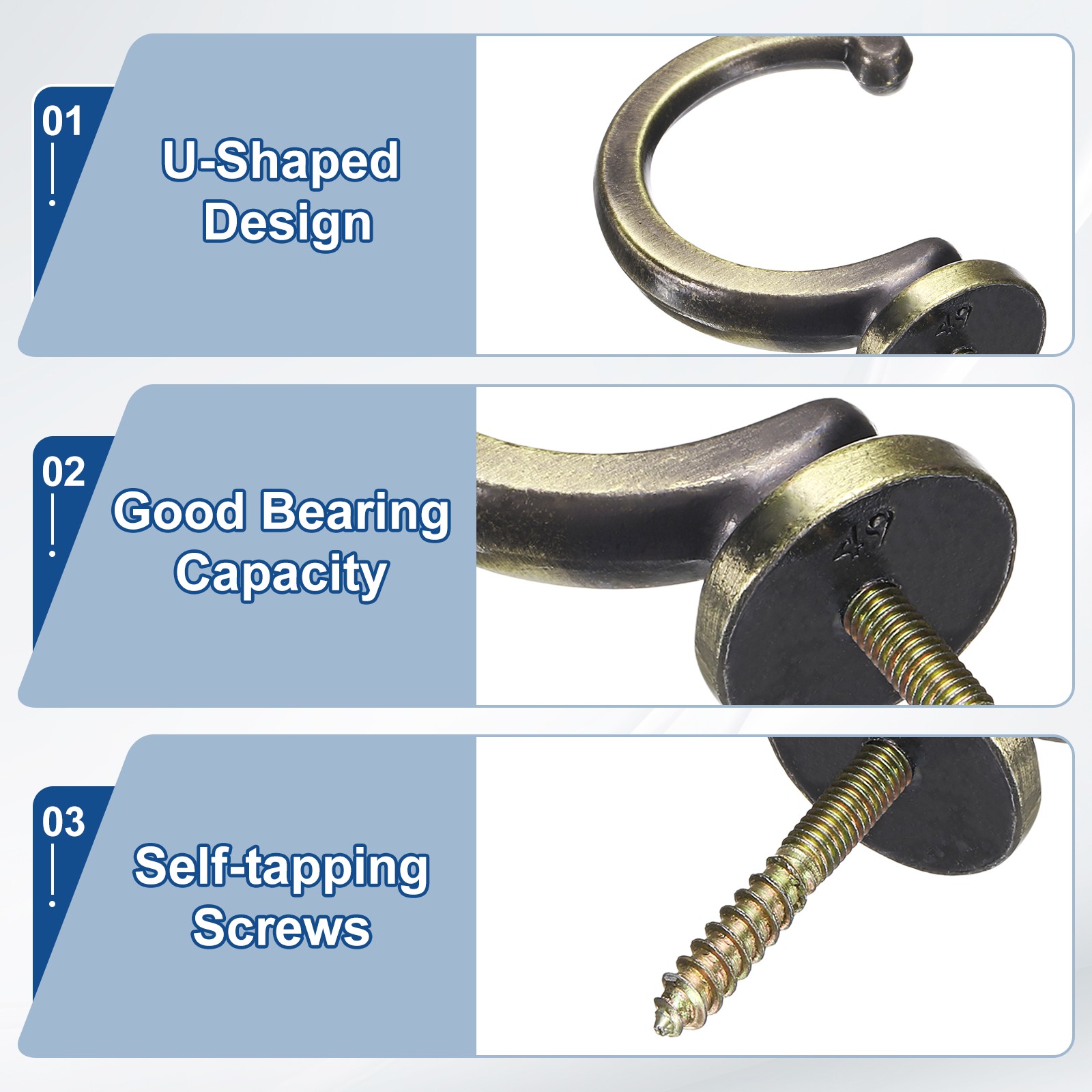 6Pcs Curtain Holdbacks Wall Mounted Zinc Alloy Drapery Tiebacks Hooks Bronze