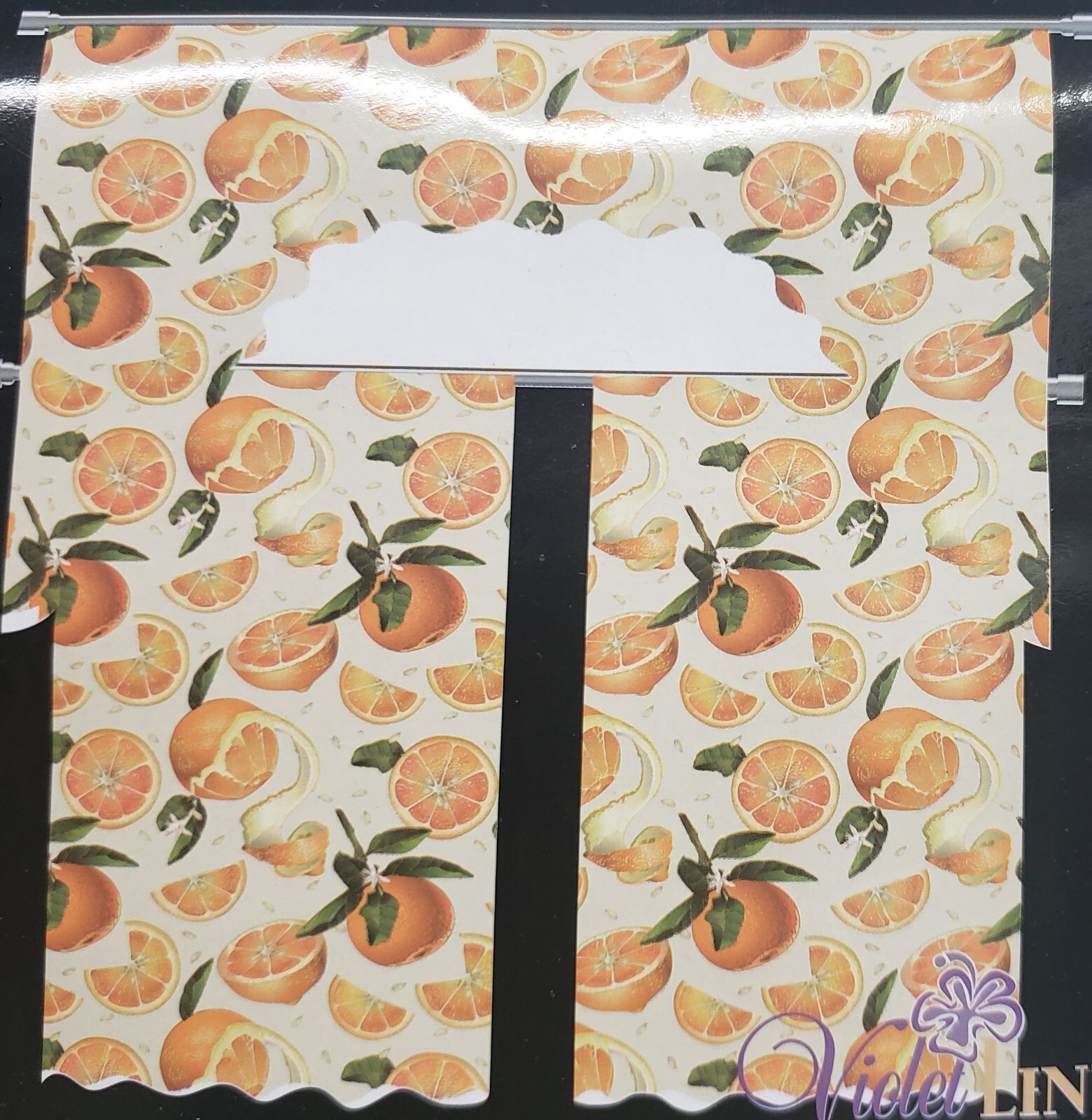 3pc Curtains Set: 2 Tiers(30″x36″) & Swag(60″x36″) CITRUS FRUITS,EURO ORANGES,VL