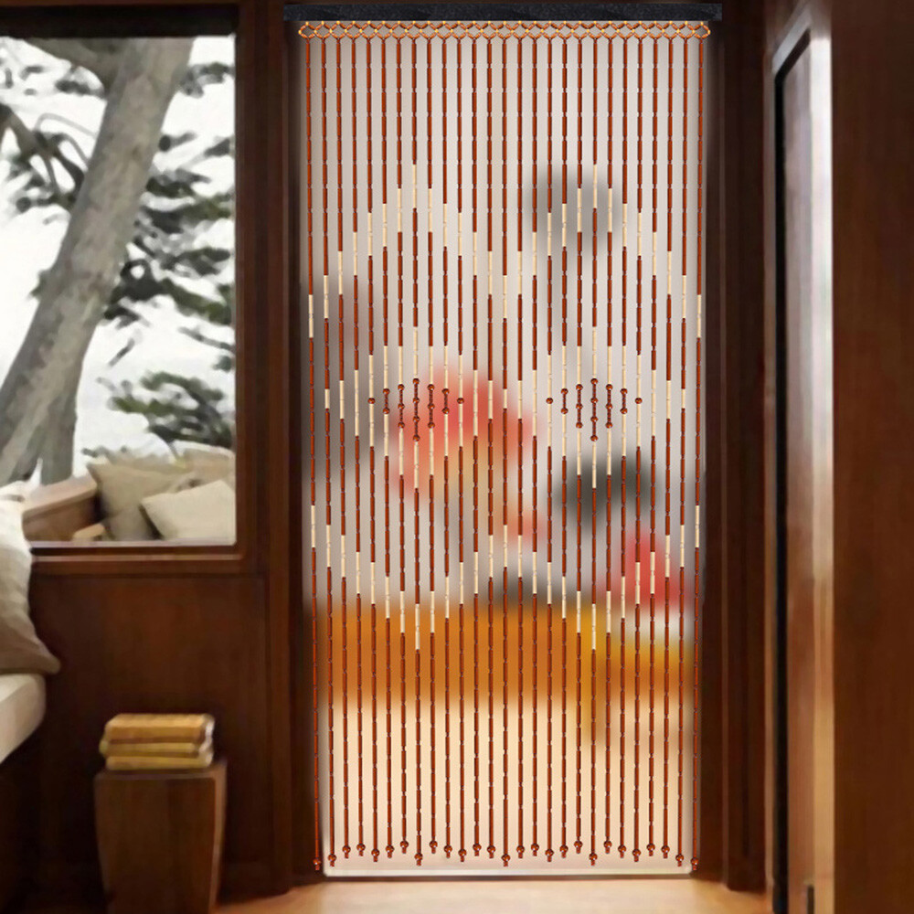 90x175CM Wooden Beaded Bamboo Door Curtain Hanging Fly Screen Blind Divider Room