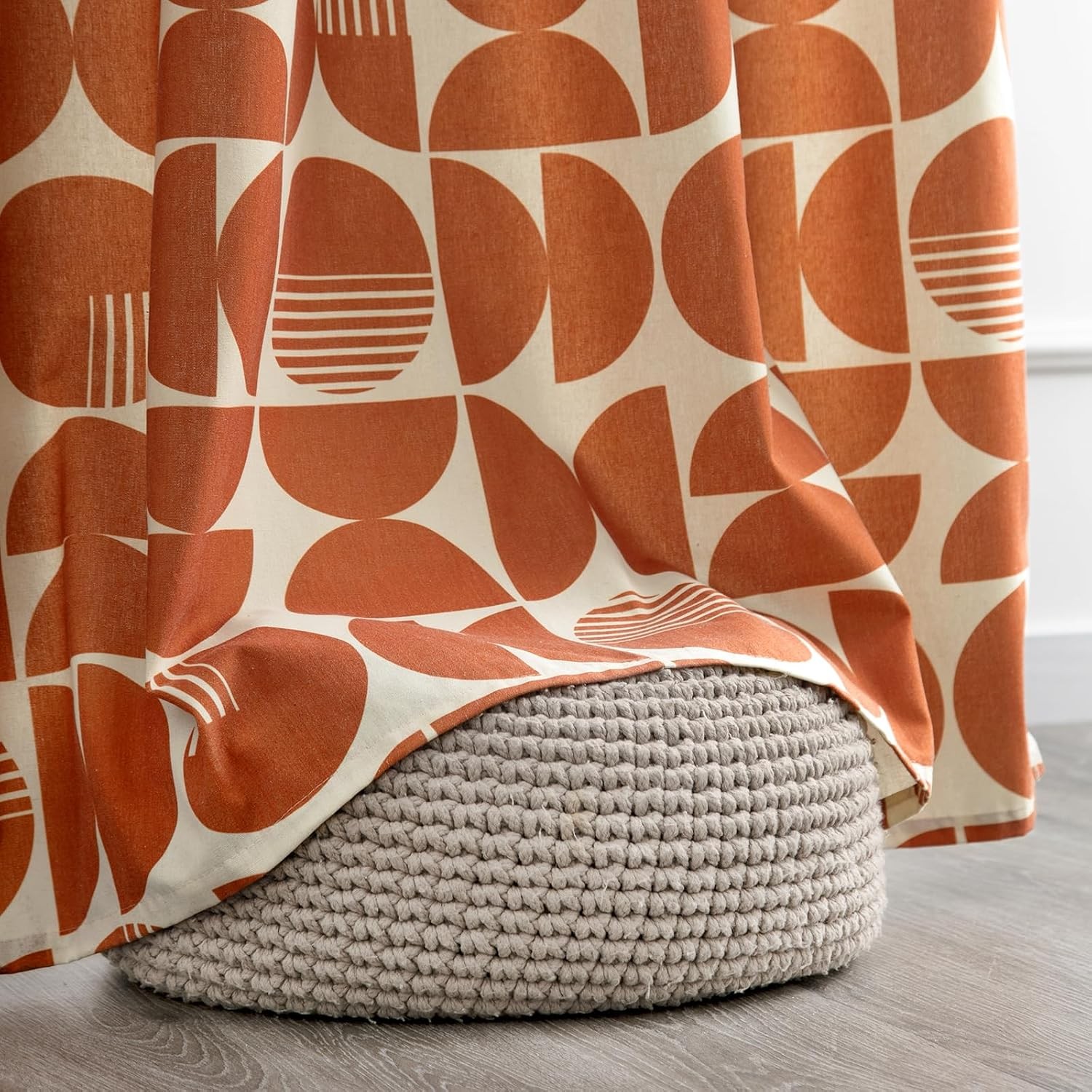 Mid Century Modern Orange Light Filter Living Room Curtains Farmhouse Style