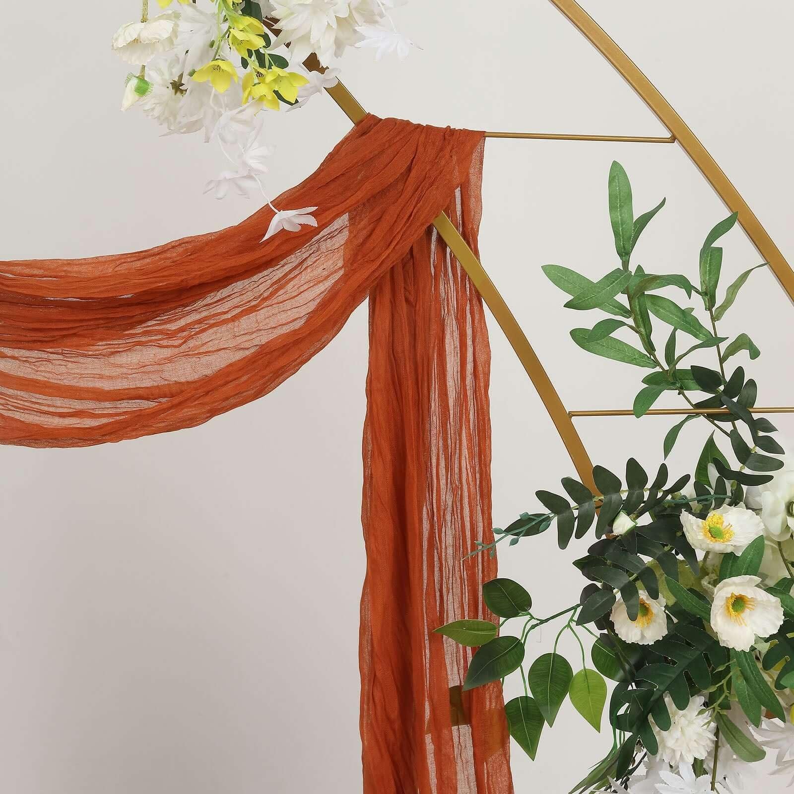 Efavormart 20ft Gauze Cheesecloth Terracotta Wedding Arch Drape,