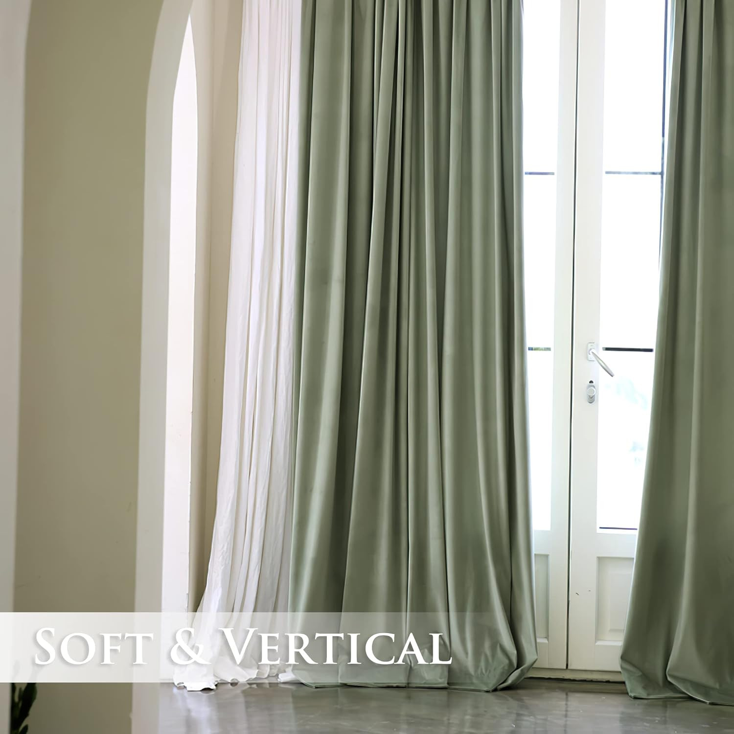 Super Soft Velvet Sage Green Curtains 108″ Long, 2 Panels for Privacy