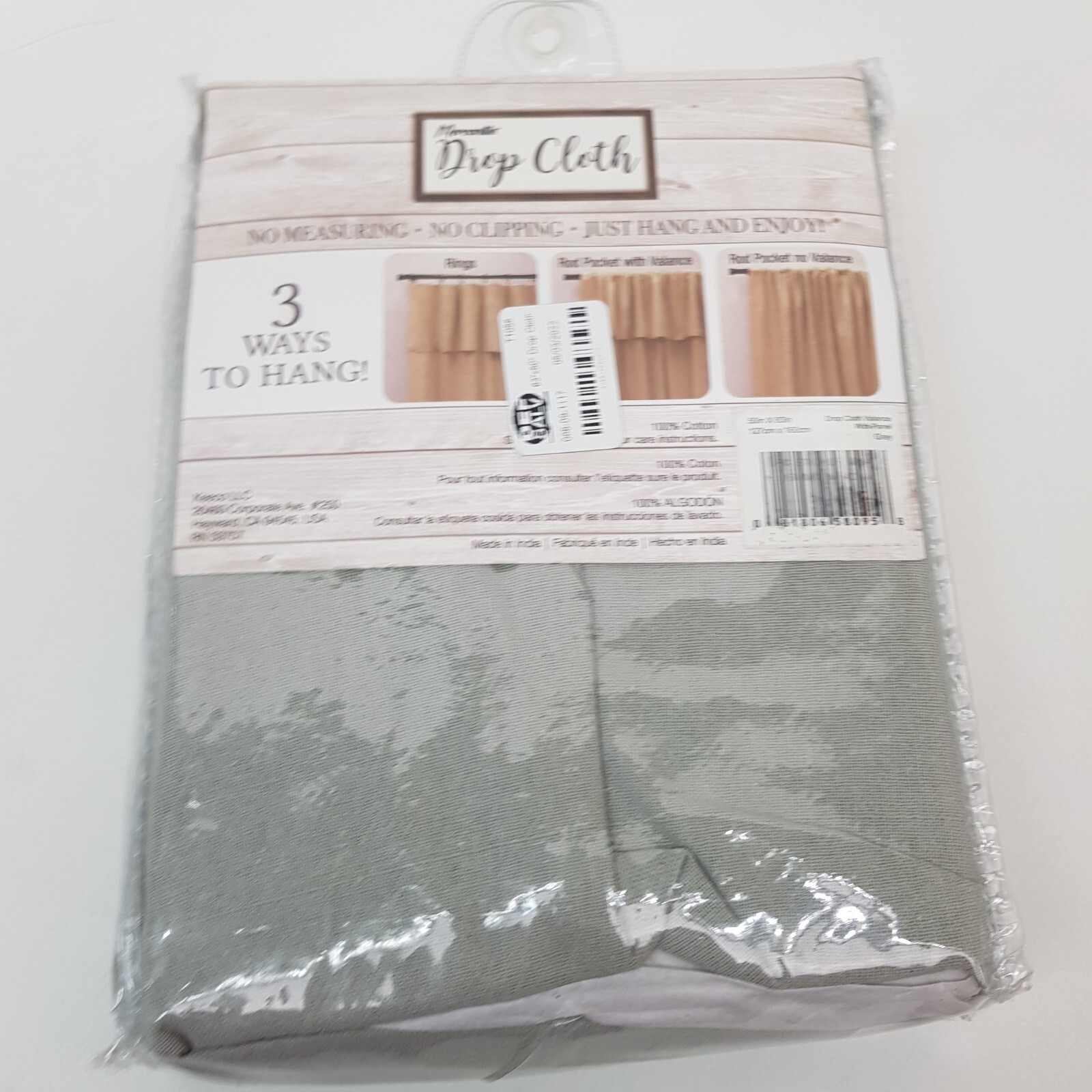 1pc Light Filtering Drop Cloth Window Curtain Panel – Mercantile 50 x 63 in