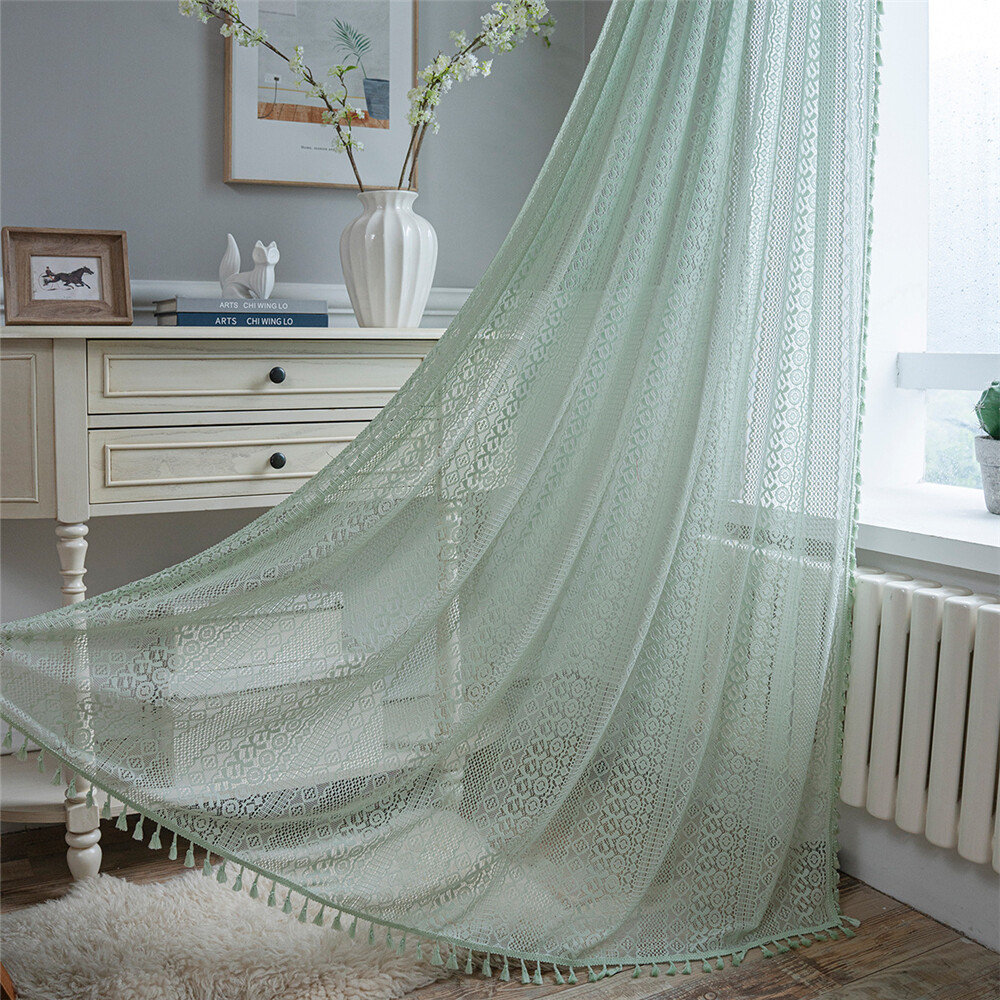 Crochet Transparent Hollowed Out Living Room Balcony Bedroom Window Drape Decor