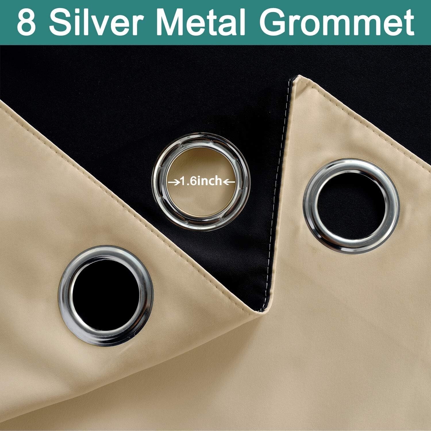 100% Blackout Curtains Drapes Thermal Insulated Heat Blocking Beige 52W 84L