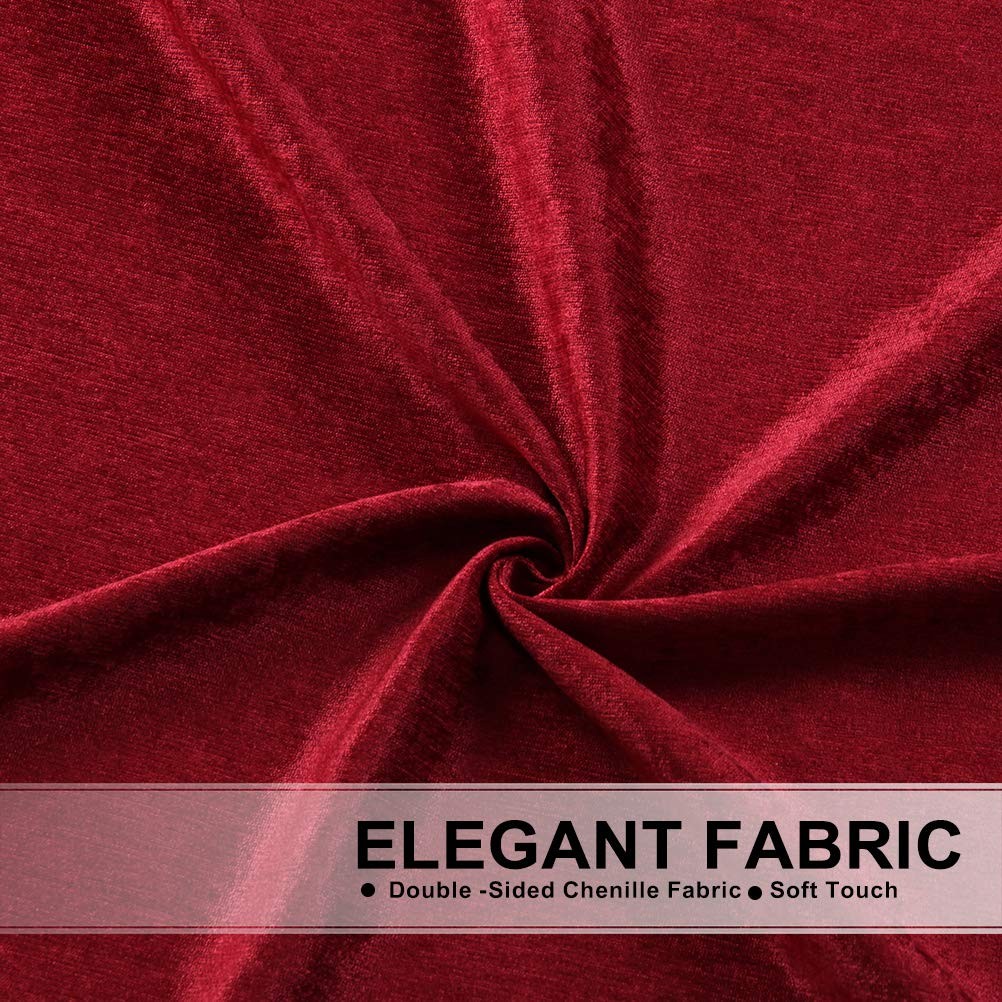 Elkca Thick Chenille Window Curtains Valance For Living Room Burgundy Red