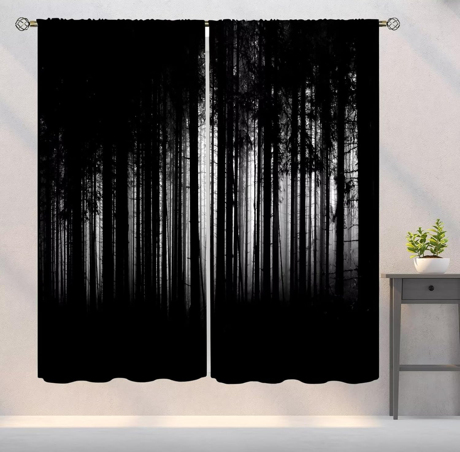 Gothic Curtains Horror Dark Forest Grunge Background Art Printed Blackout Window