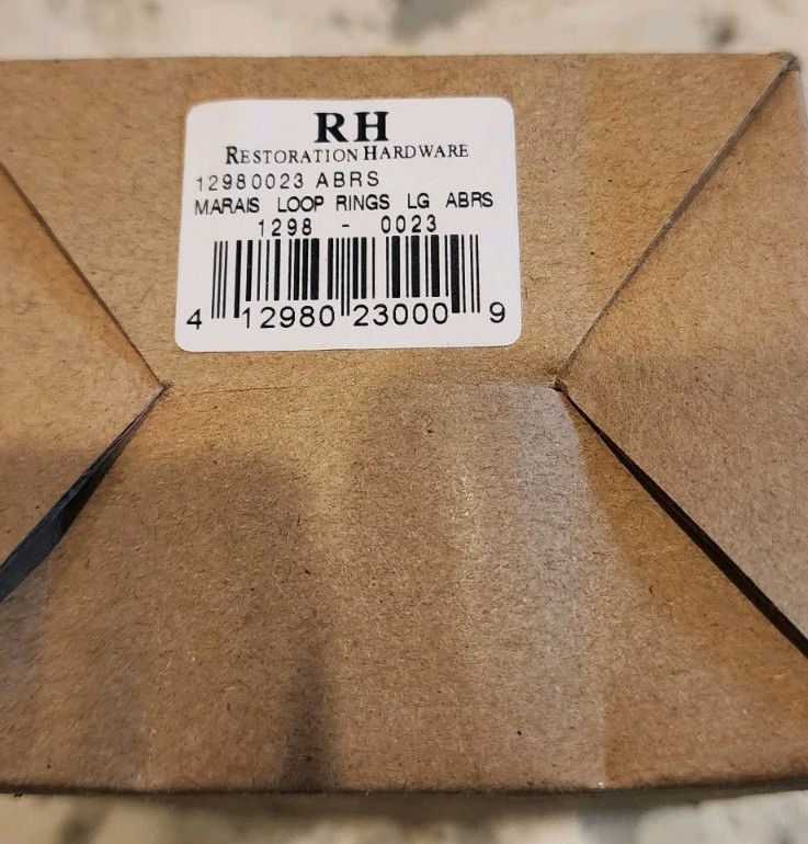 RH Marais Solid Brass Curtain Loop Rings Large 1⅜” Rod Set of 7 NOS