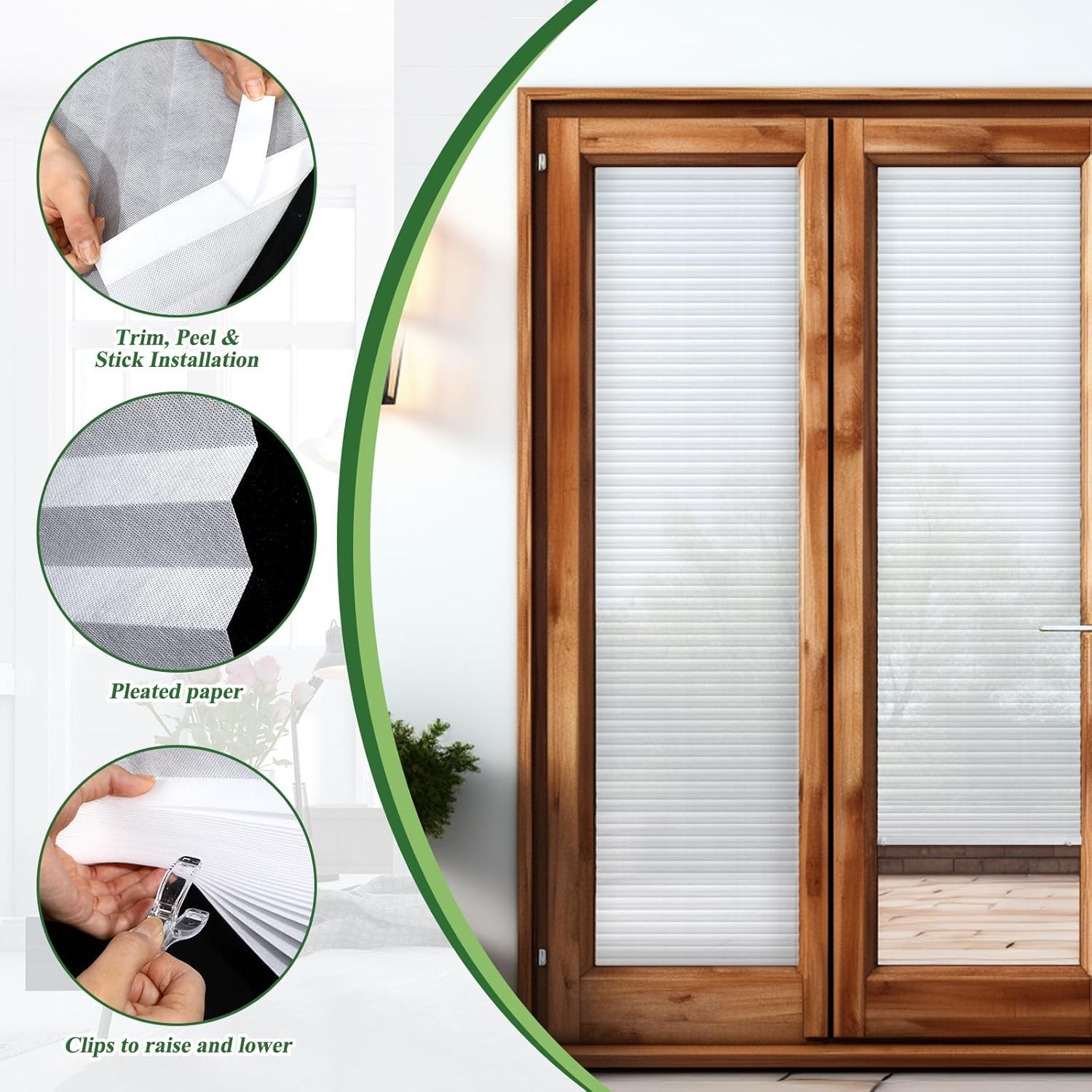 6 Pcs 23 x 110 Inches Temporary Blinds No Tools Cut to Size Fabric Paper Shades
