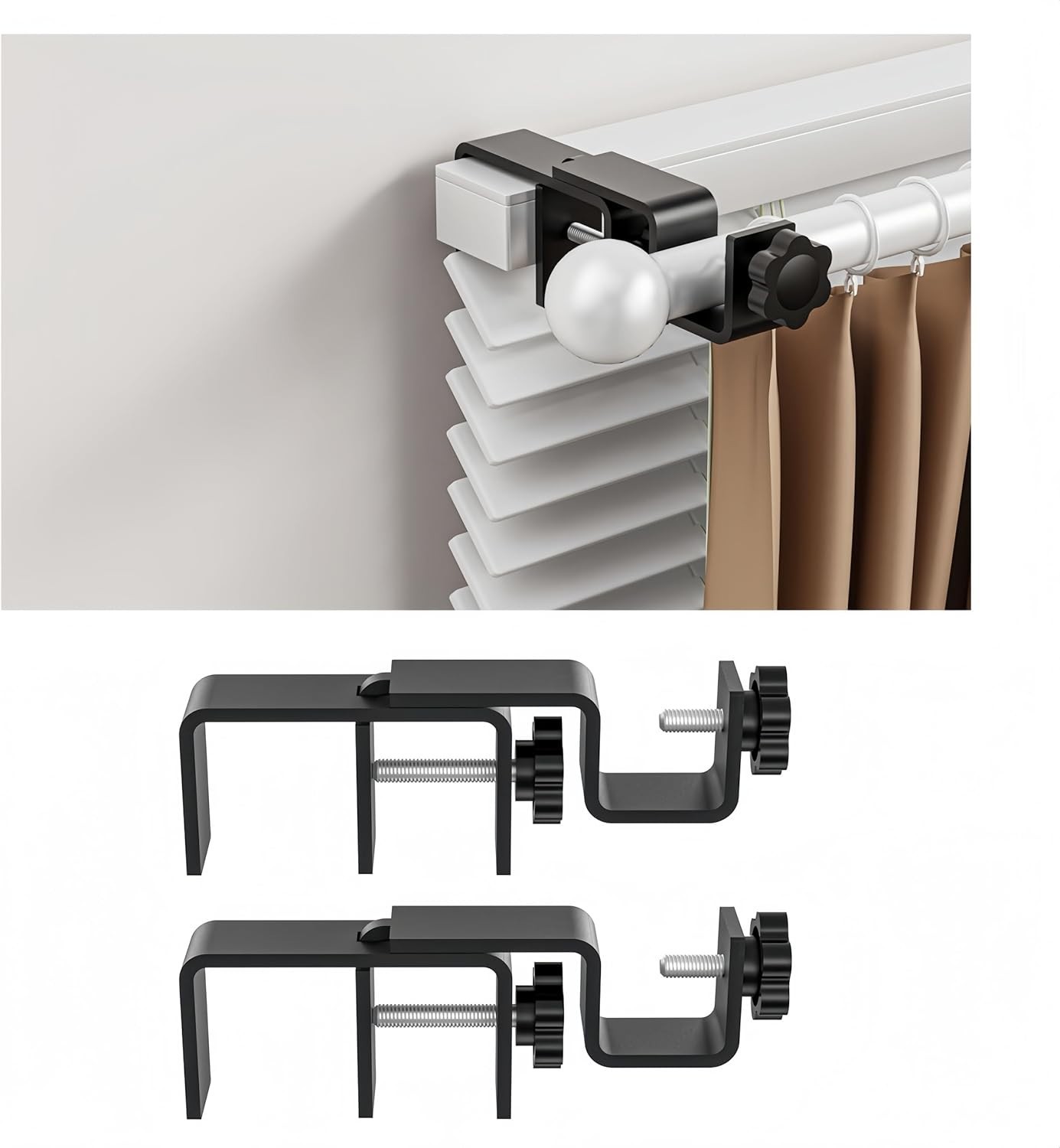 Over-Blinds Curtain Rod Brackets for Outside-Mounted Blinds, Blinds Curtain Rod