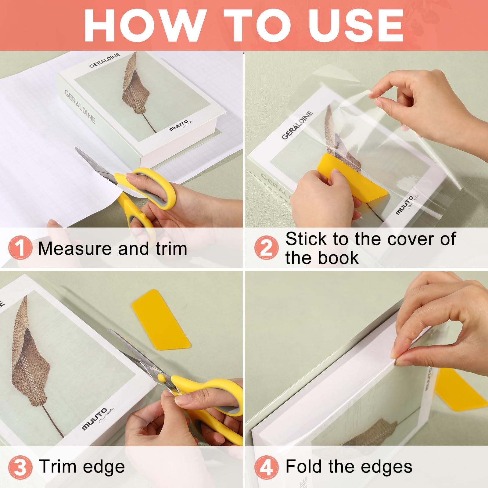 2 Rolls Clear Contact Paper, Plastic Book Covers 13.5 in x 13.5″x5ft, 2