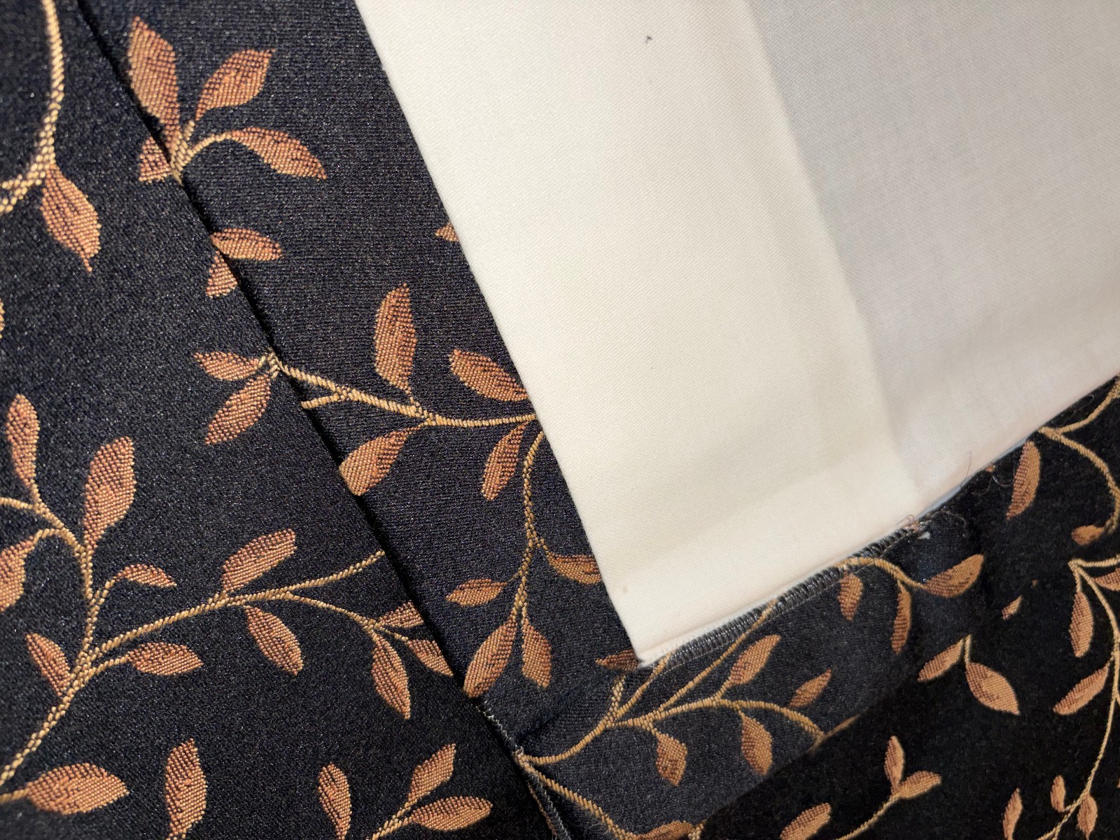 One Pair Black Gold Scroll Custom Drapes / or for Fabric 42″ x 104″