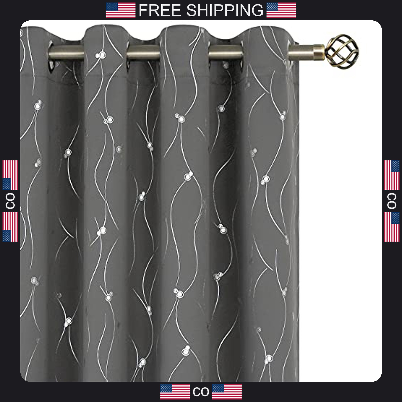 2 Panel Dark Grey Blackout Curtains for Living Room and Bedroom