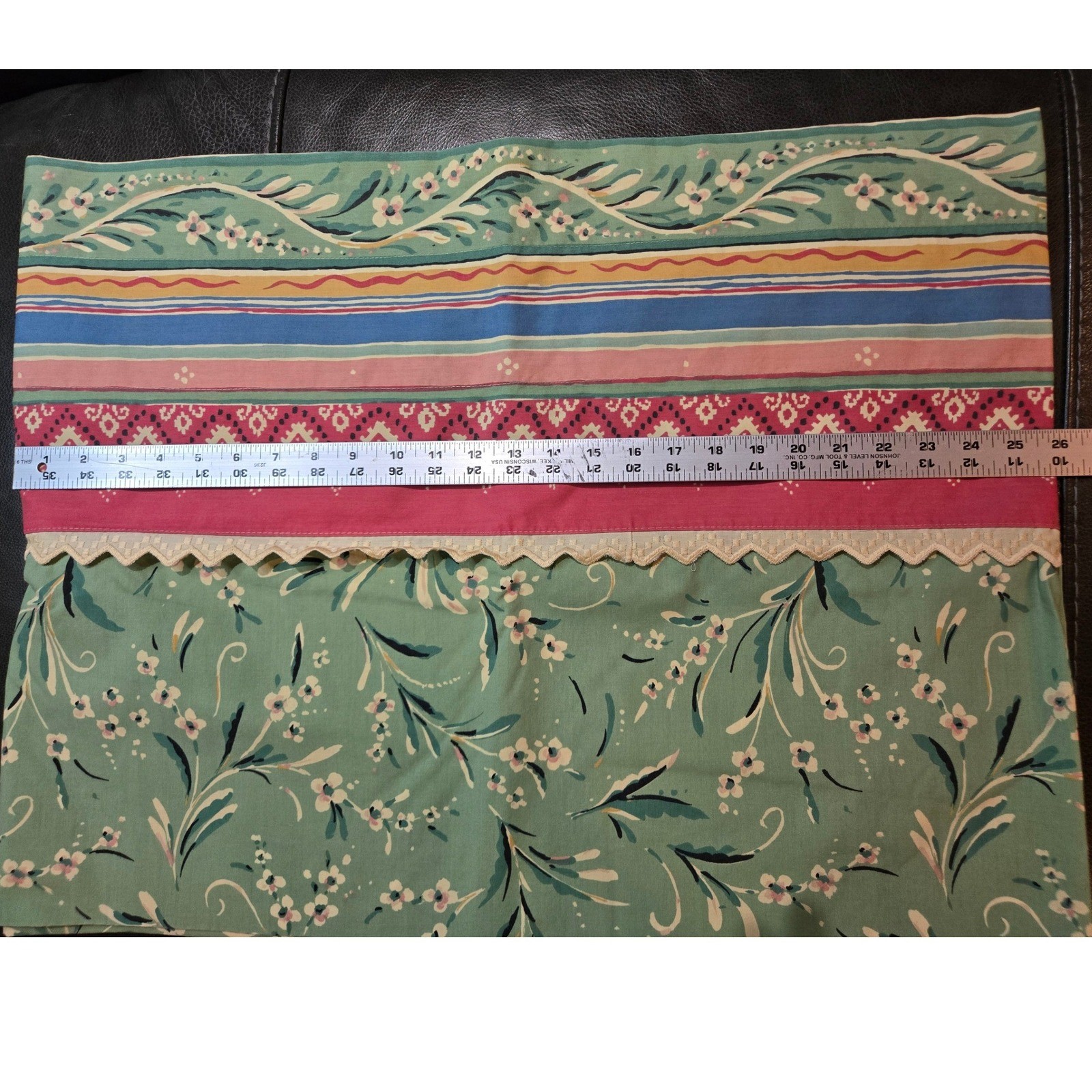 Unbranded Floral Valance Green Pink Vintage Cottagecore 26×18 Good