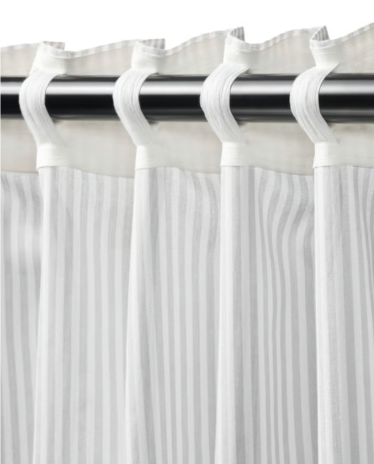 Ikea Bymott 120cm 47″x98″ 2 Panel Drape Curtains Striped Light 004.666.83 NEW