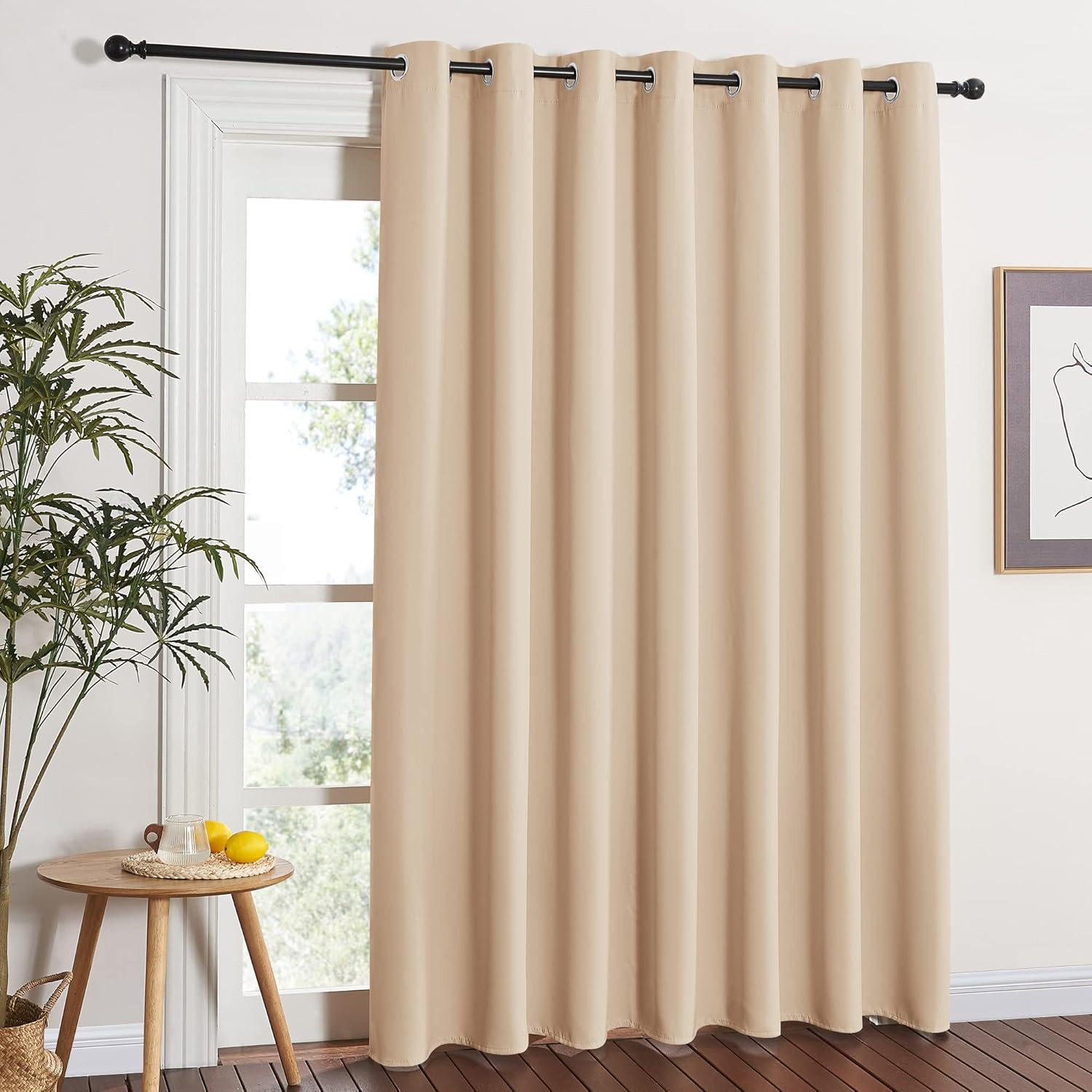 Extra Wide Patio Door Curtain Grommet Thermal Biscotti Beige W100 X L84
