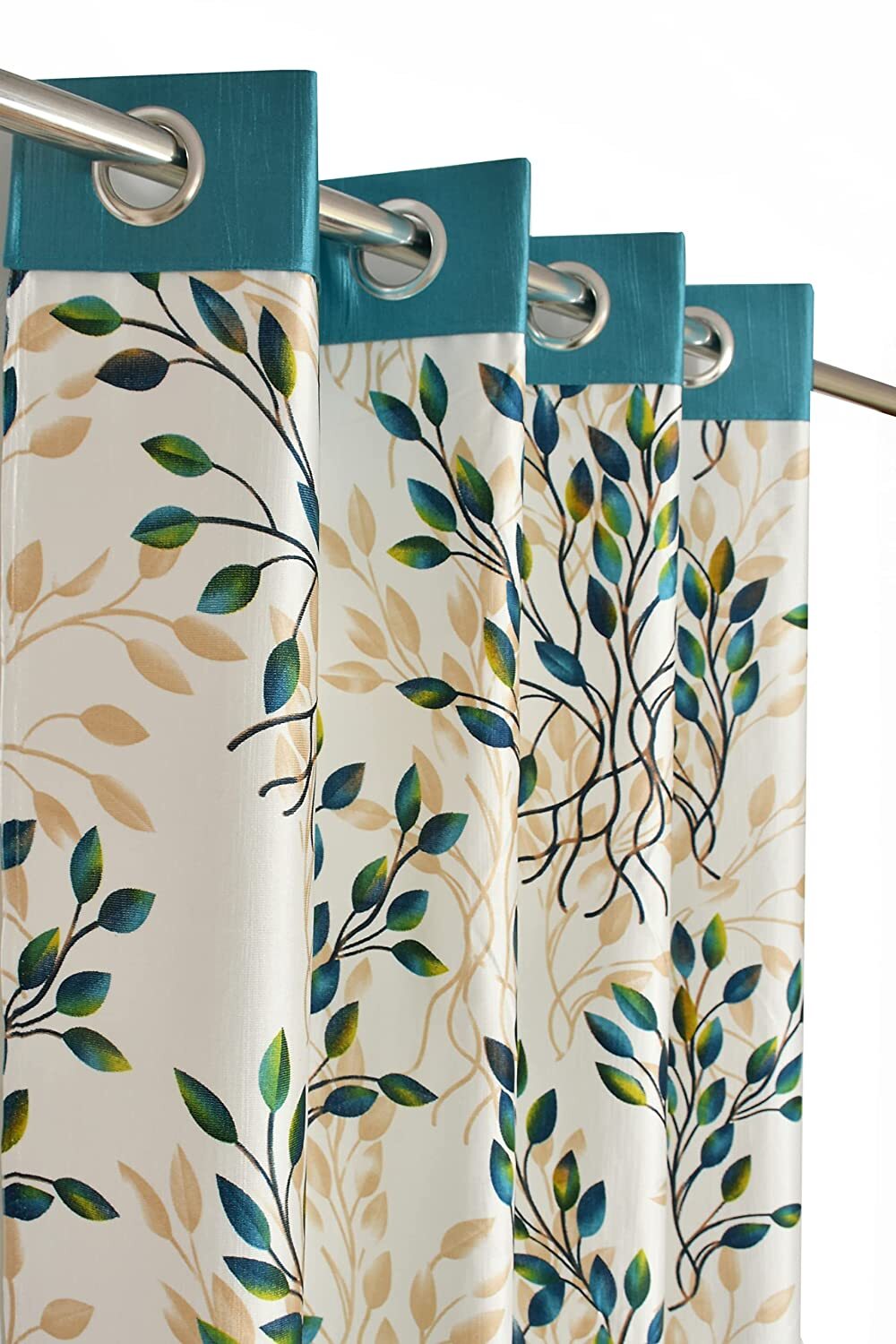 Beautiful Flower Printed Polyster Curtain 9 feet Long Door, 2 pc Curtains
