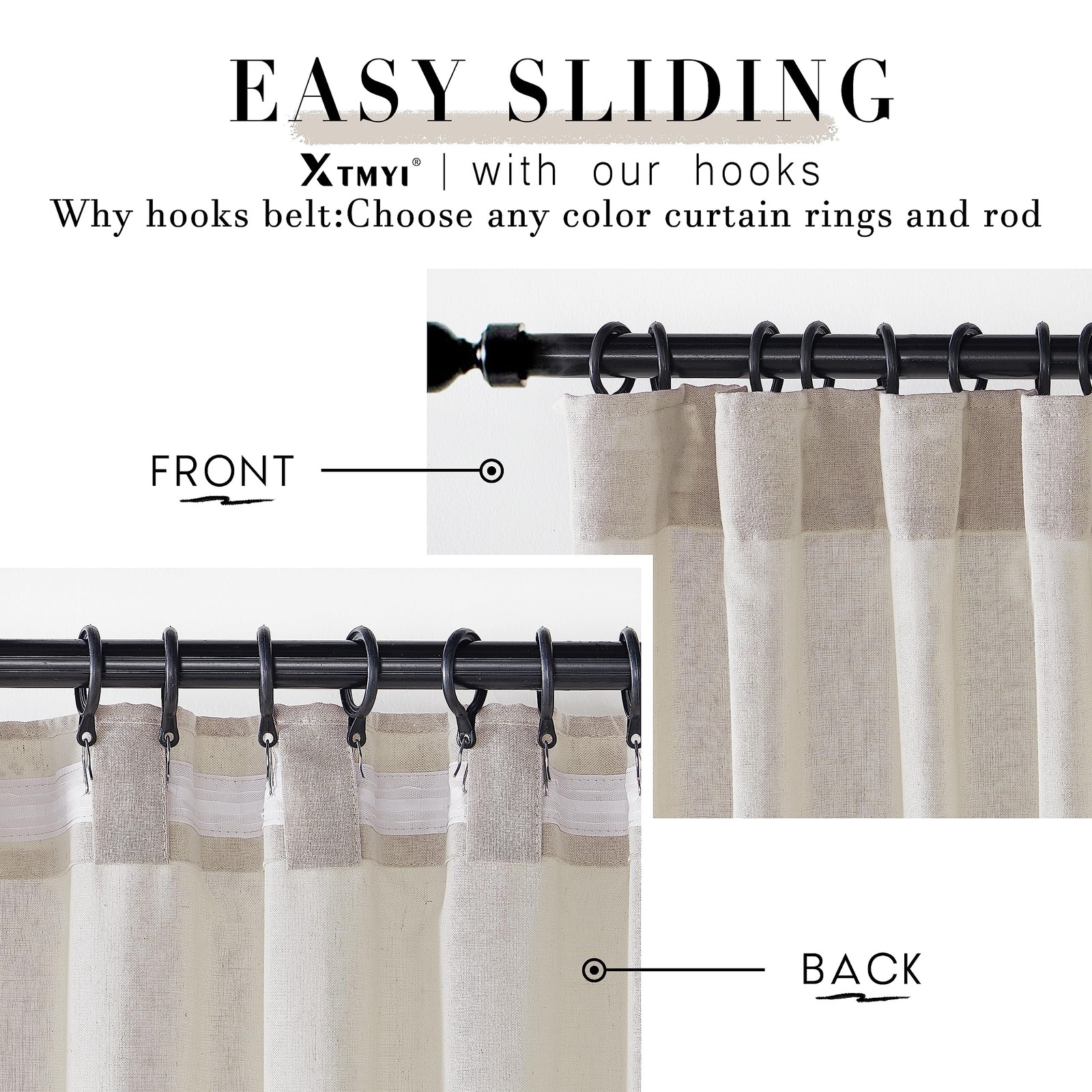 Floor to Ceiling Curtains 8 FT,Linen Cotton Blend Faux Linen Soft Touch Light…