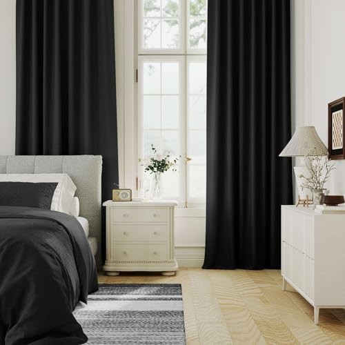 out Curtains 96 Inch Length 2 Panels Set for 52″W x 96″L (Pack of 2) Black
