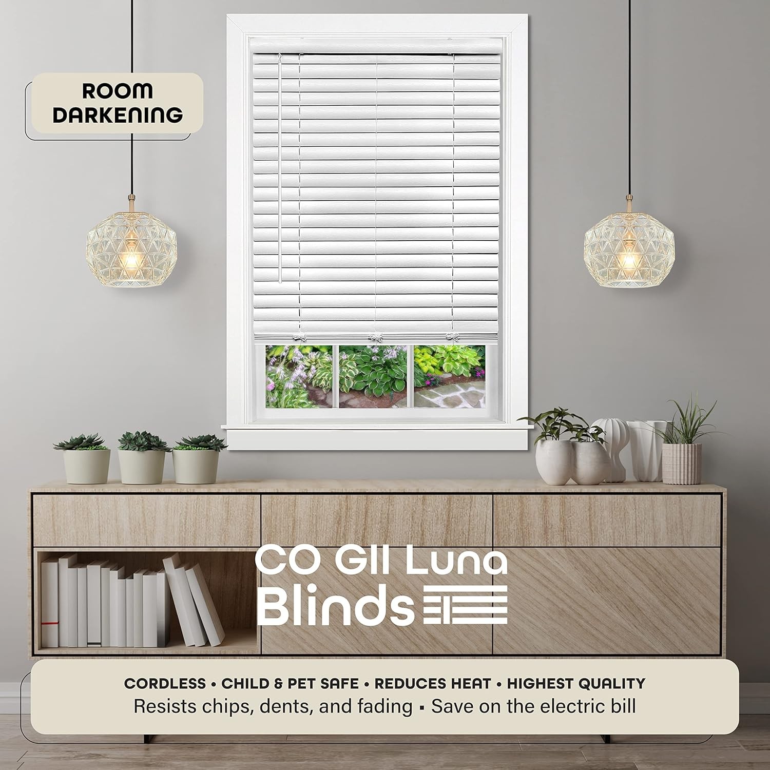 Cordless Room Darkening Venetian Blind – 27 Inch Width, 64 27W x 64H, White