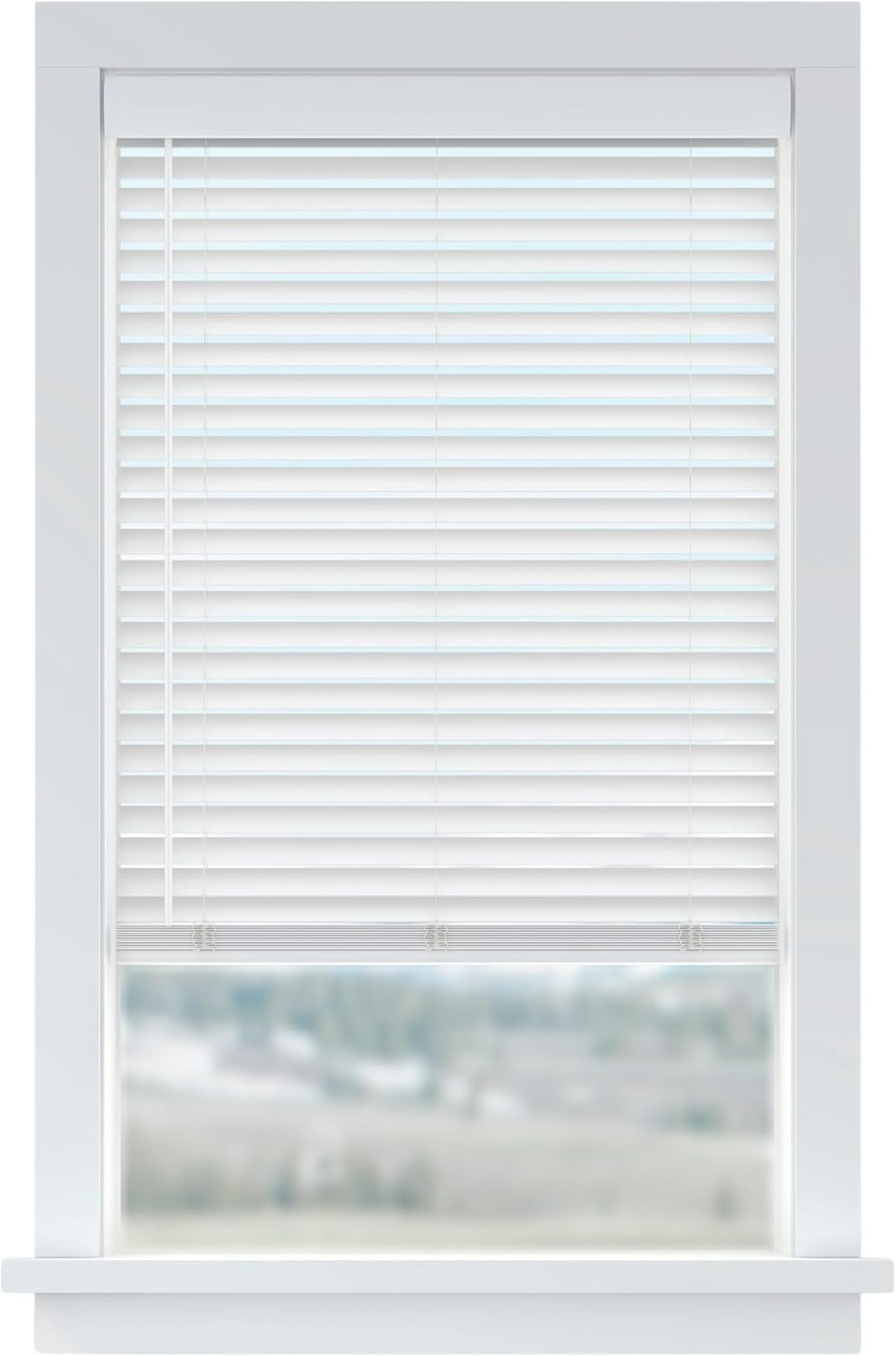 Basics 2” Faux Wood Horizontal Blinds for Indoor Windows, 35” W X 64” H, Cordles