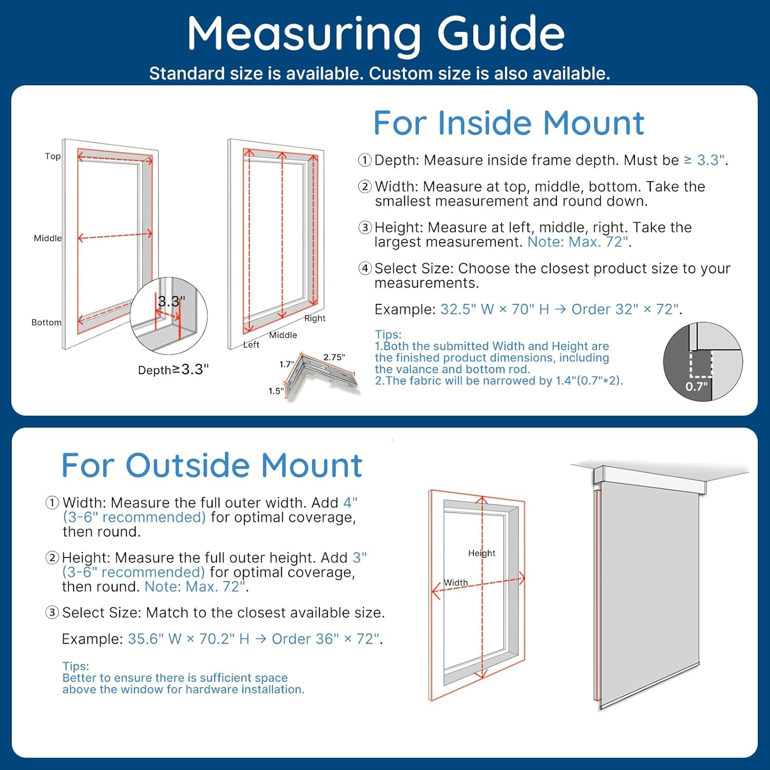 Motorized Blackout Blinds with Remote Control for Windows, 34″x72
