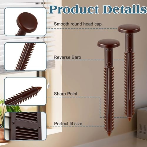 3 Inch Vinyl Shutter Fasteners, Window Shutter Panel Pegs 30Pcs Federal Brown
