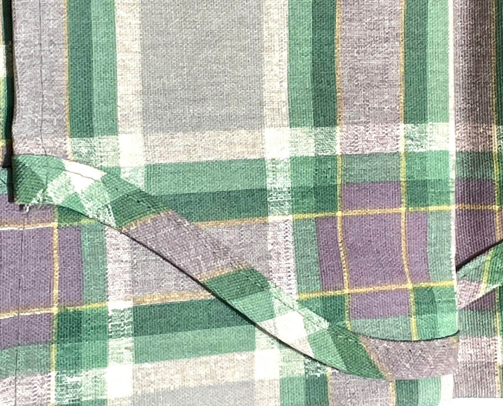 Colormate Valance 52 x 15 Sage Green Plaid Scallop 100% Duck Cotton VTG 2004 USA
