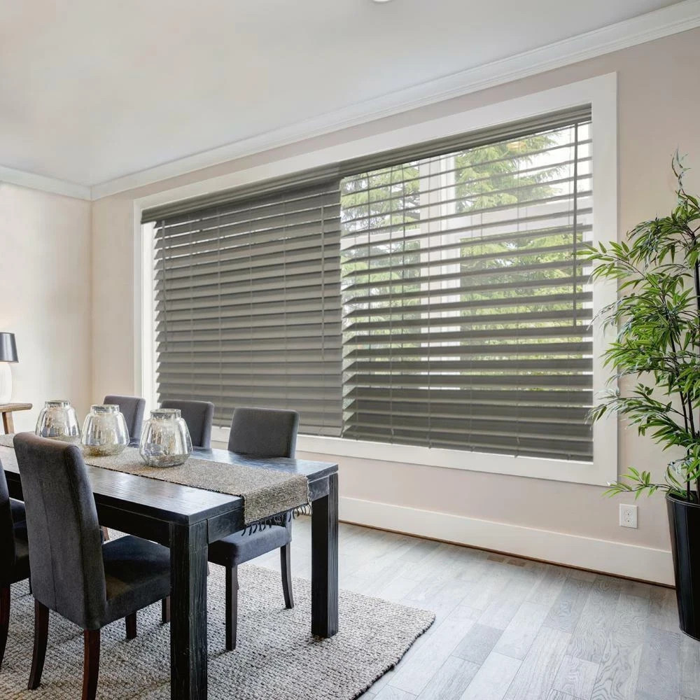 2X Driftwood Gray Cordless 2.5 inch Premium Faux Wood Blinds – 47 in. W x 48 in.