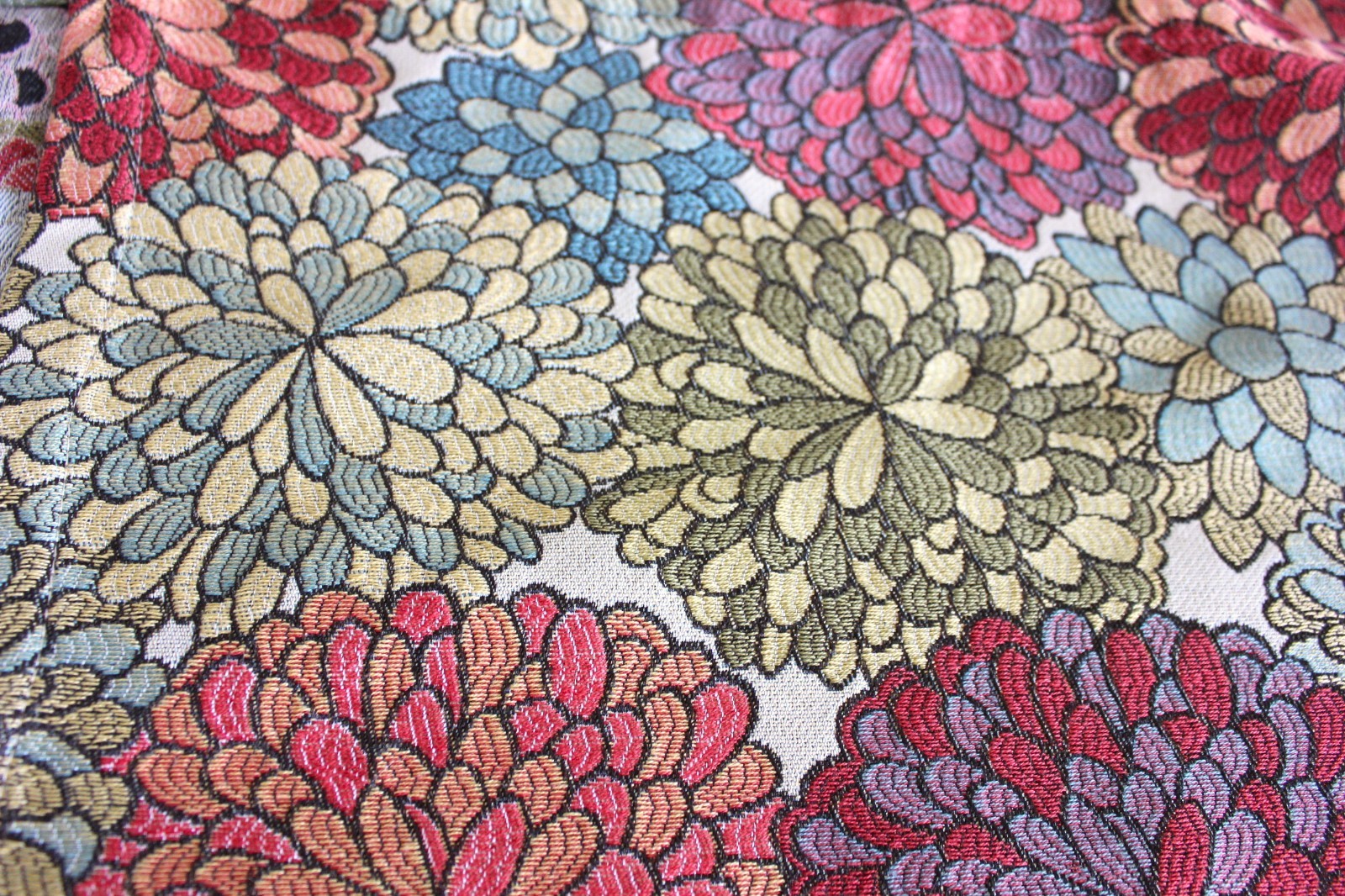 Modern Maximalist Mums Tapestry Valance 54×16 Bold Blooms Floral Woven Jacquard
