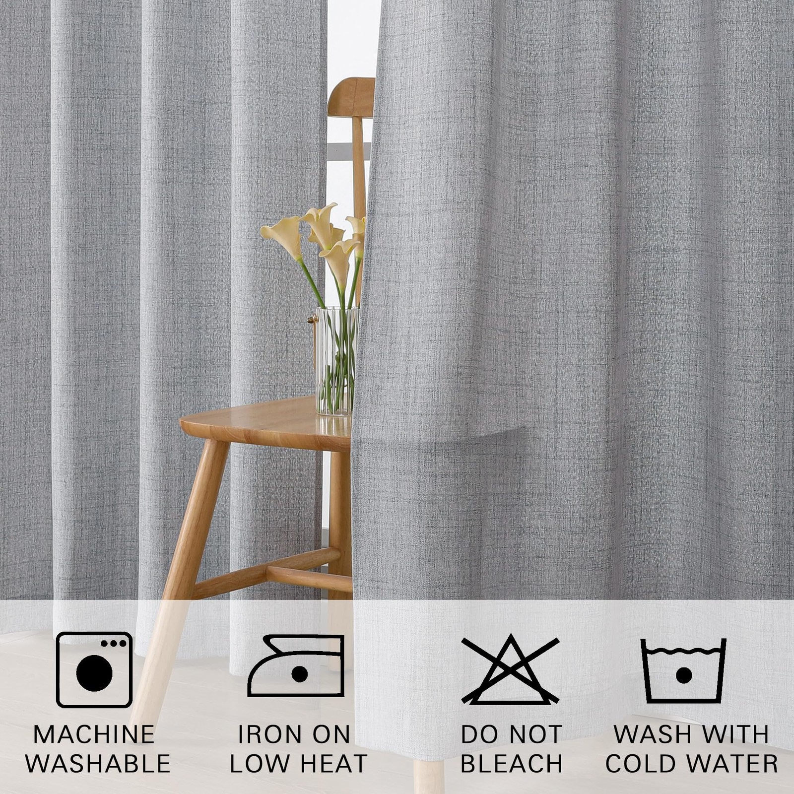 Valances for Windows 12 Inch Length, Light 52″W x 12″L (Pack of 1) Grey