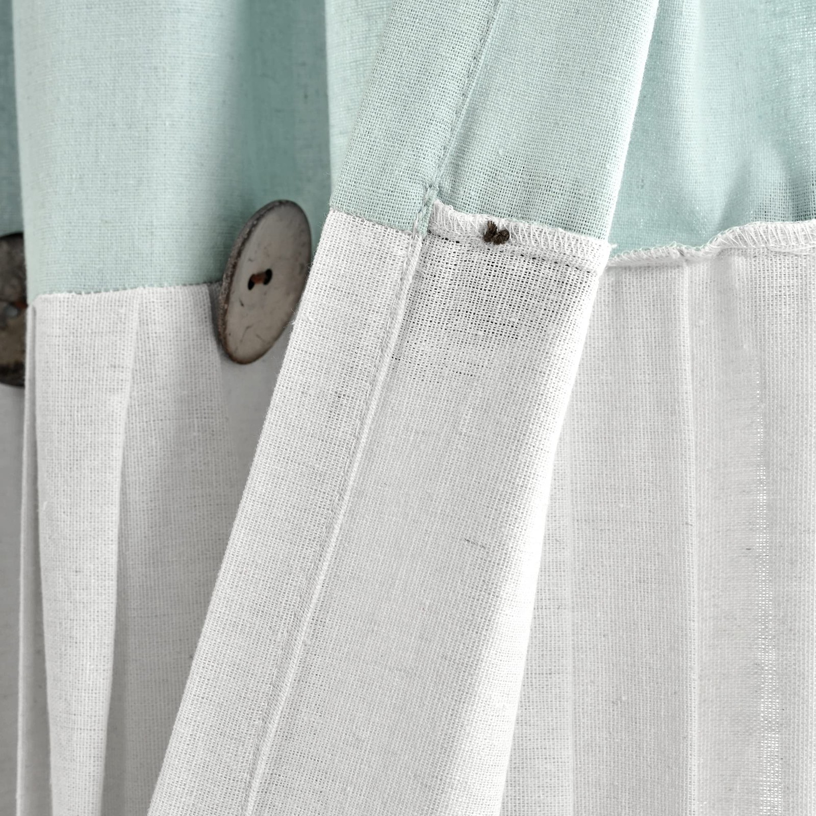 Linen Button Farmhouse Kitchen Curtains Tier Set 29″W x 24″L Dark Linen – Lin…