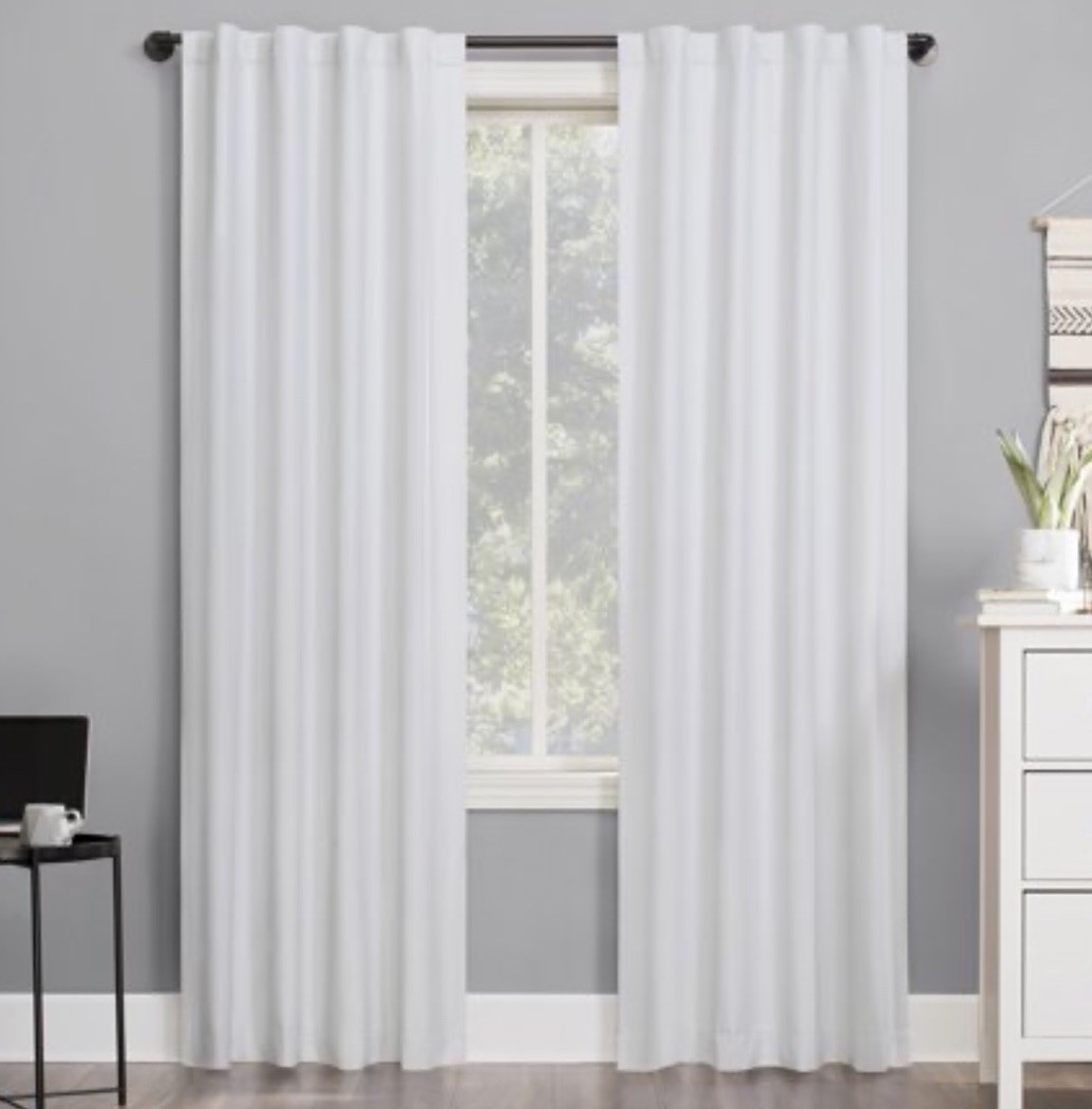 Sun Zero Cyrus100% Blackout Back Tab Curtain Panel Winter White 40in x 96in