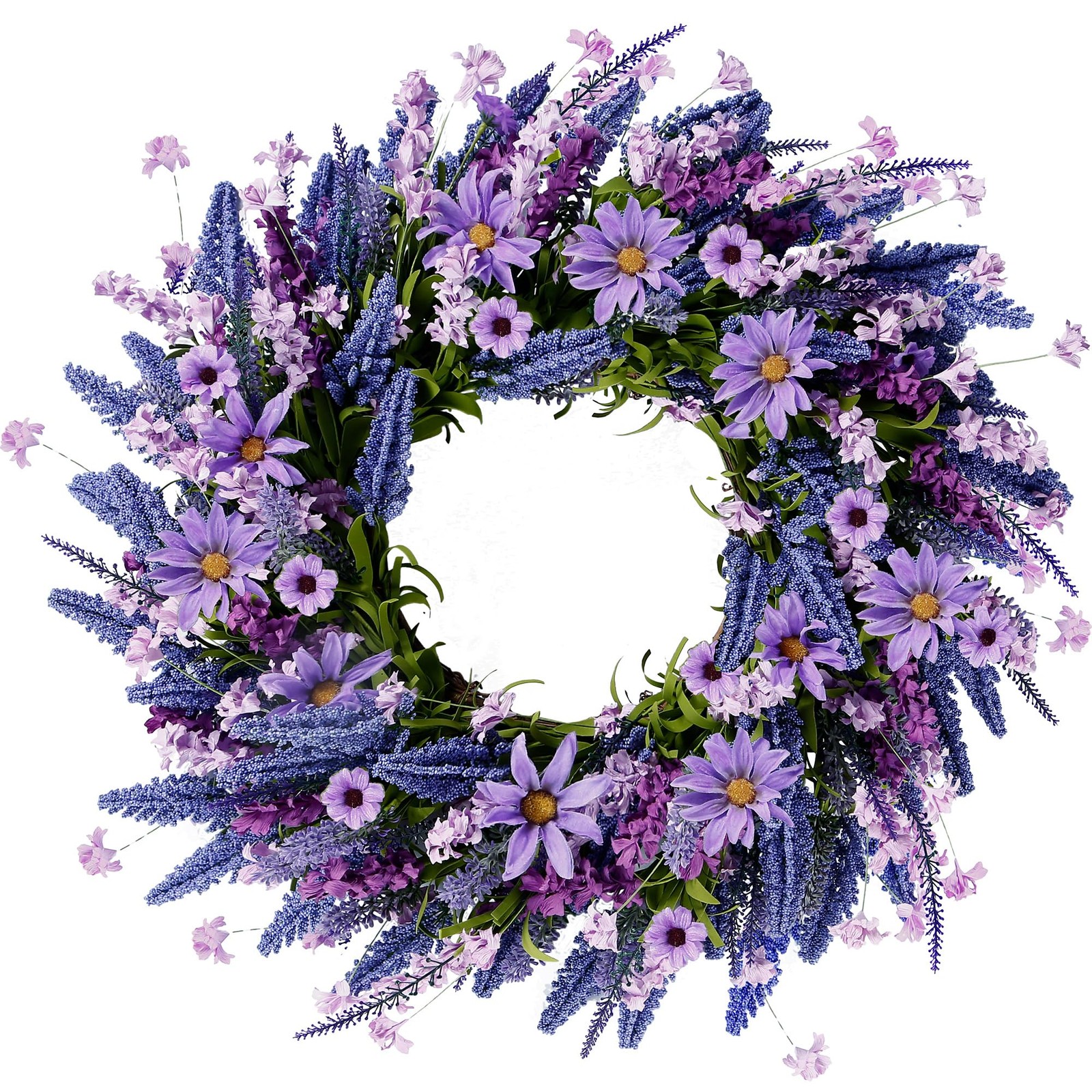 Sggvecsy Lavender Wreath for Front Door 22 Inch – Purple Daisy Spring