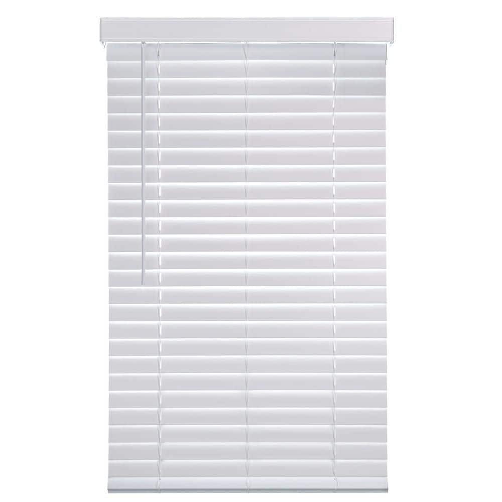 White Cordless Faux Wood Blinds 2-in Slats 9×36 Home Window Treatment