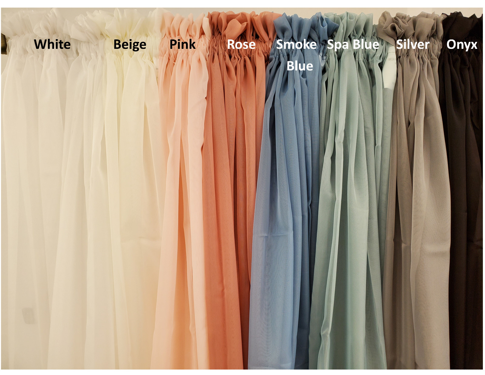 Elegant Sheer Voile Panel Pairs 120” Wide by 63, 84”, 95”, 108”, 120”L