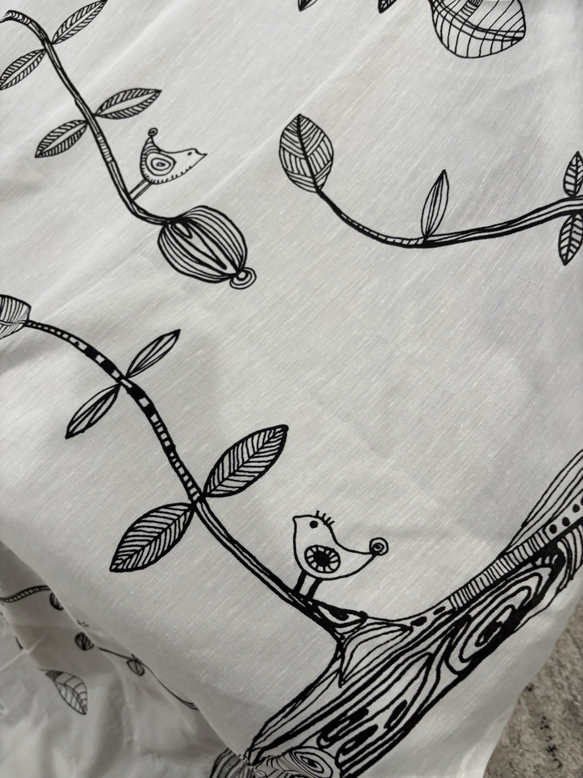 Four Panels Of Ikea Black And White Birds On A Tree Curtains 57 By 98 Inches