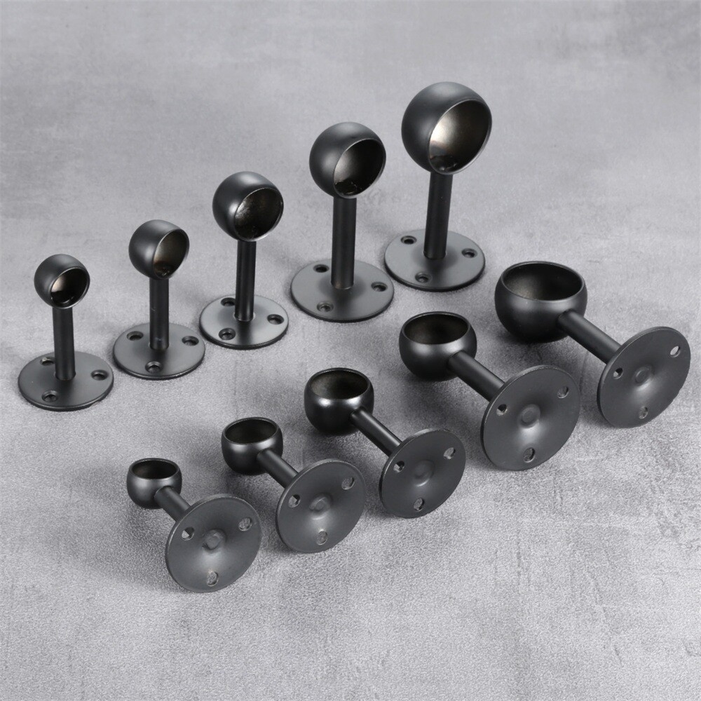 2Pcs Flange Rod Holders Black 5 Size for Ceiling Hanging Pole Wall Hanging Pole
