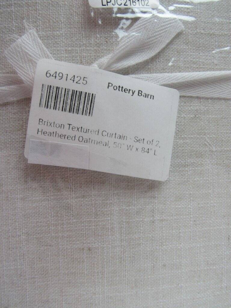 Pottery Barn Brixton Textured Unlined Curtains, 50″ x 84″ Heathered Oatmeal NWT