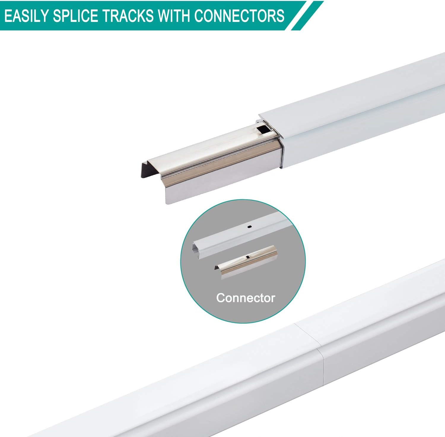 Ceiling or Wall Mount Curtain Track Kit with Hooks, 3Ft – 6Ft Adjustable Length
