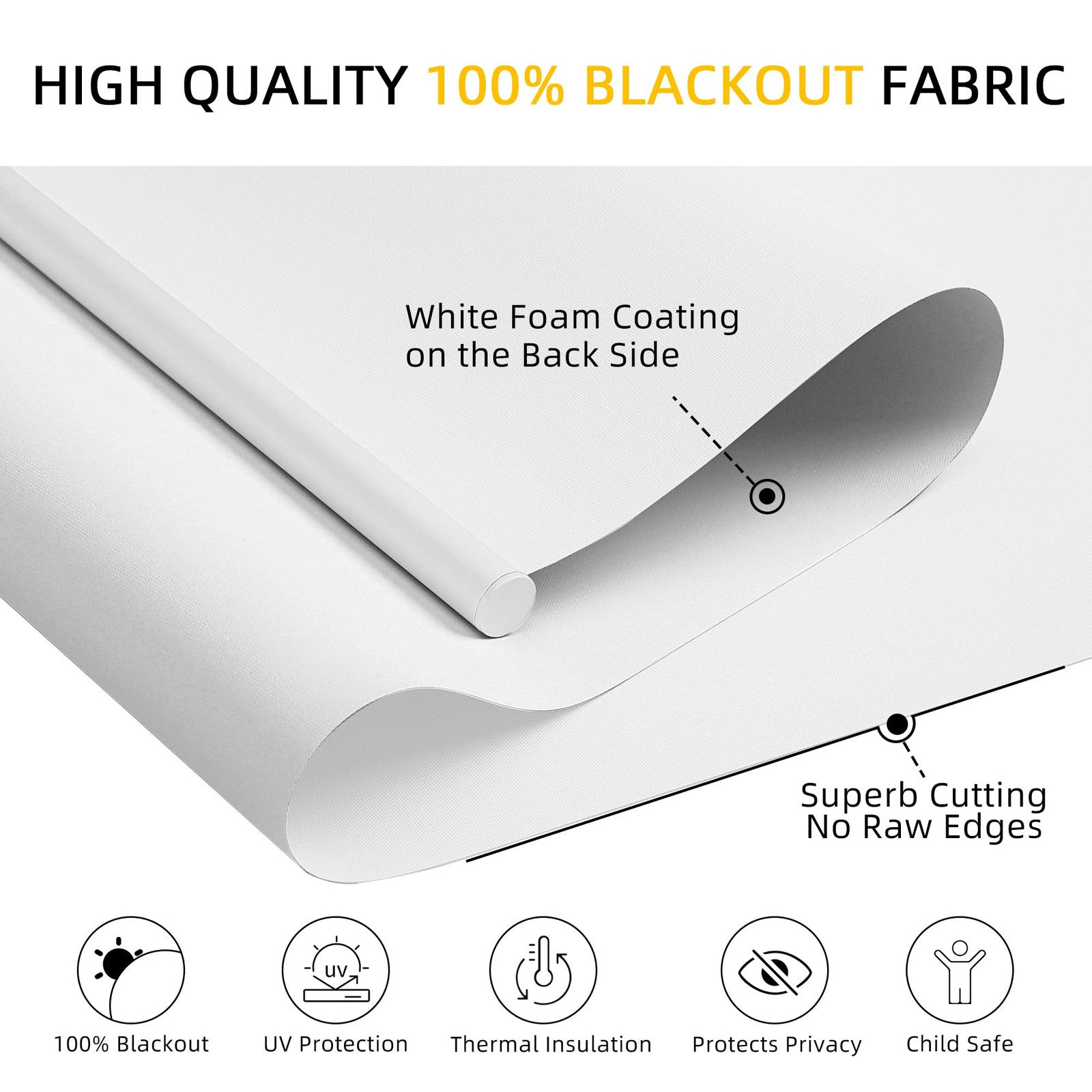 ChrisDowa Cordless Blackout Roller Shades for Windows, Thermal Insulated UV Prot