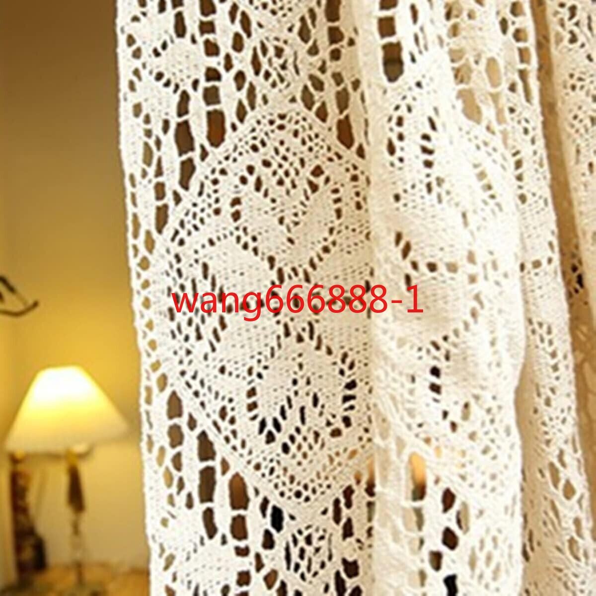 Rustic Crochet Lace Kitchen Window Curtain Valance Cafe Tiers Farmhouse Decor