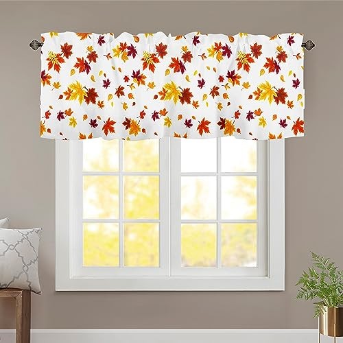 Fall Autumn Maple Leaves Kitchen Curtains 54″W x 18″L (Pack of 1) Fall 4
