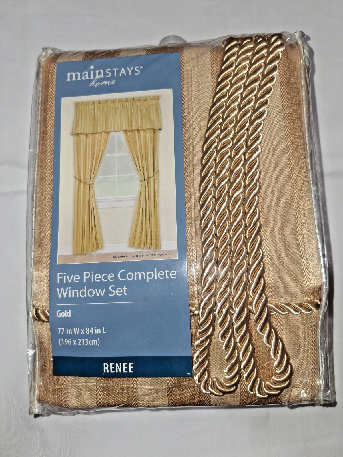 Mainstays Home Five Piece Complete Window Set gold 77”W x 84”L NEW