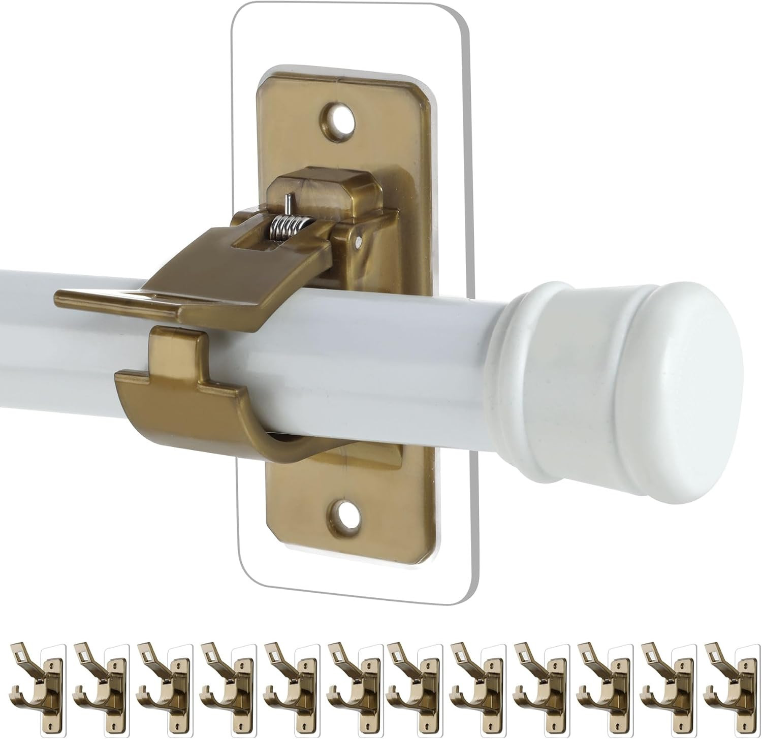 6-Pack No Drill Needed Curtain Rod Holders, Self Adhesive Rod Brackets, Multipur