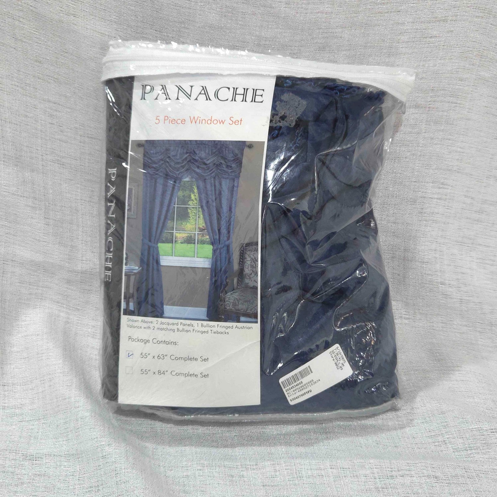 Panache “Window in a Bag” 5 Piece Set – 55×63 – Navy