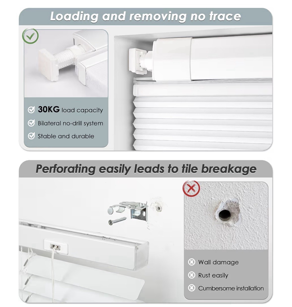 LazBlinds Cordless No Drill Cellular Shade Blackout White 33.5 x 72 in