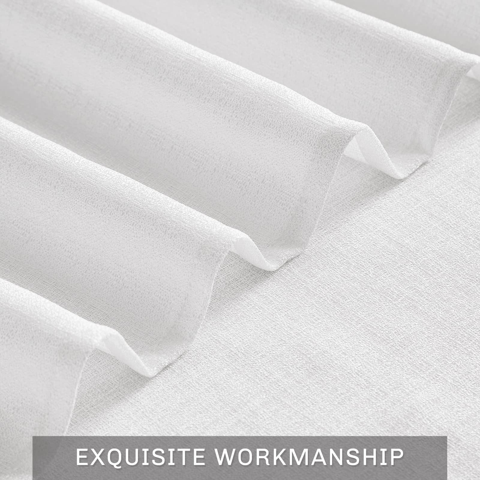 Melodieux White Semi Sheer Curtain Valance for Kitchen Cafe Small Windows Lin…