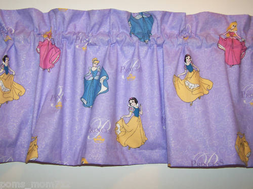 LINED WINDOW VALANCE 42X12 DISNEY PRINCESS CINDERELLA BELLE SNOW WHITE BEAUTY