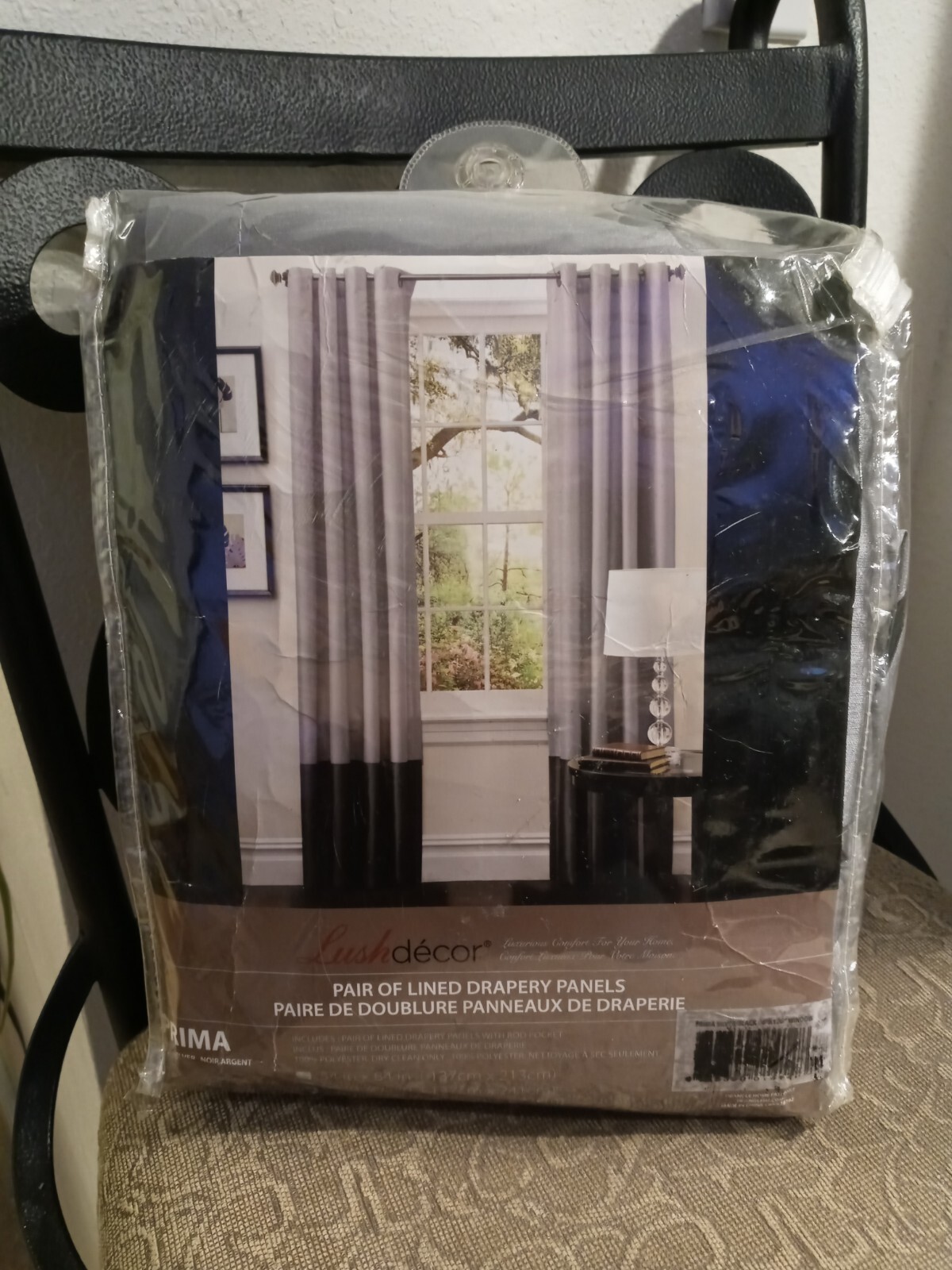 Lush Decor Prima Pair of Lined Drapery Panels 54″ x 120″ Black/Silver